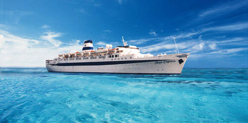 A cruise ship in the Caribbean