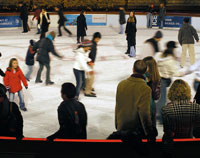 Skating the circular ice rink at Broadgate