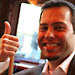 Armand's giving us a thumbs-up for our upcoming marriage.