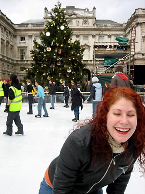 Lauri, at the Somerset House ice rink, right after I proposed to her.