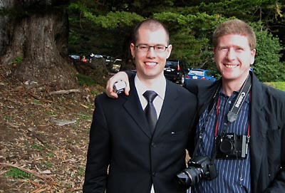 Just before the wedding ceremony. Jack with best man Patrick.