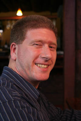 Patrick, during the pre-wedding lunch at River Inn, just before the wedding.
