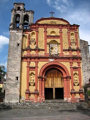 The front of the church in downtown Cuernavaca, Morelos, Mexico.