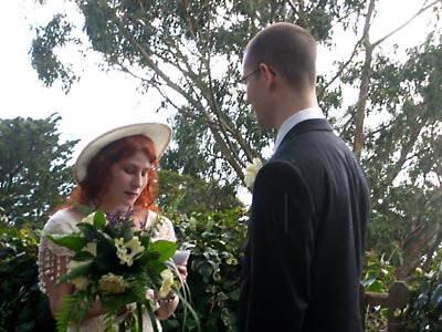 Lauri reading her wedding vows. Big Sur, California.