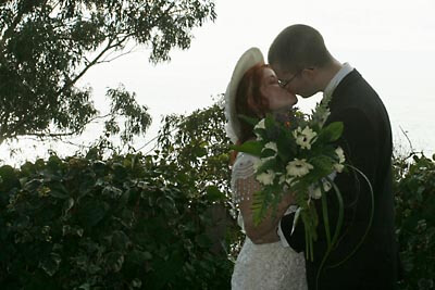 Lauri and Jack's wedding kiss.