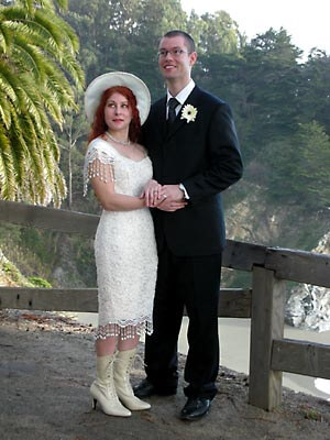 Jack & Lauri in front of McWay Falls after their wedding ceremony.
