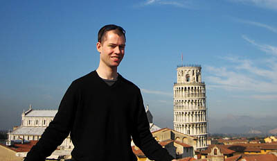 Me in front of the Leaning Tower of Pisa.