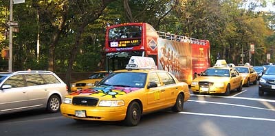 Street scene with cabs in New York