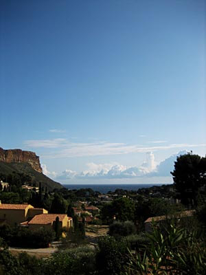 Walking into Cassis, Provence, from the train station, we saw this view over the village to the Mediterranean Sea