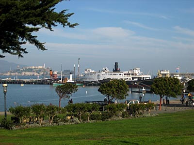 The touristy Fisherman's Wharf area of San Francisco