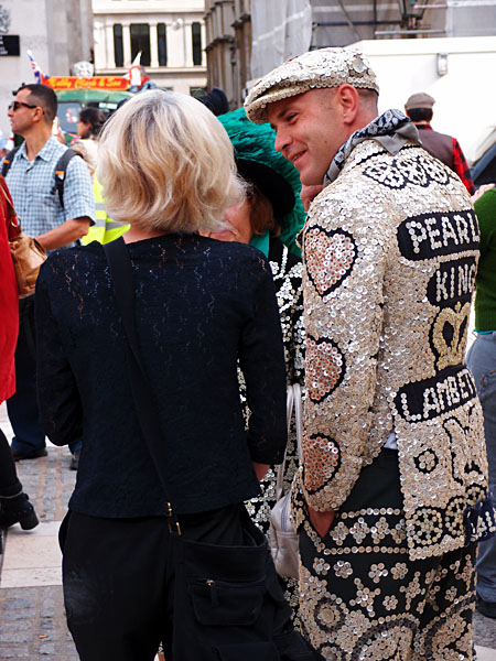 A Pearly King at the Pearly Kings and Queens Costermongers Harvest Festival 2011