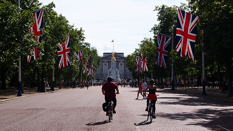 The view down the Mall towards Buckingham Palace in London