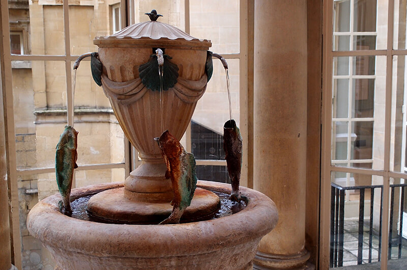 The water fountain at Bath's pumproom, you can taste the waters for just 50p
