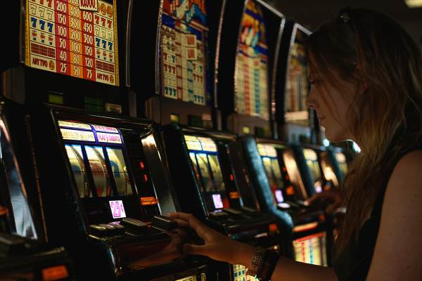 Playing the slot machines in Las Vegas