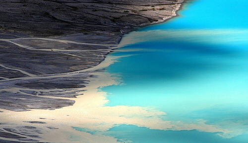 Silt runoff into Lake Louise, Canada