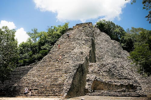 The tallest pyramid at Coba in Mexico