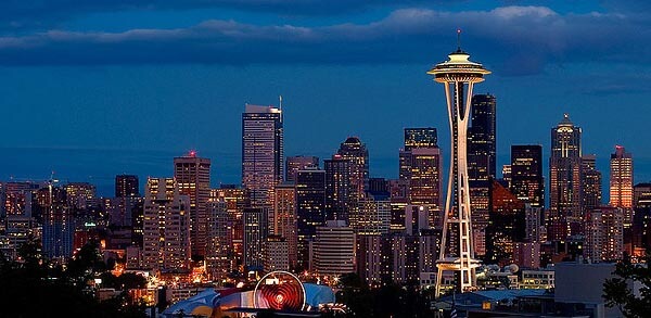 The Space Needle at night