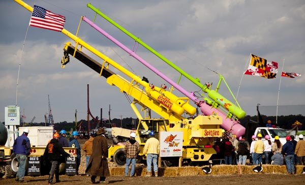 A pumpkin throwing machine at the Punkin Chunkin World Championships