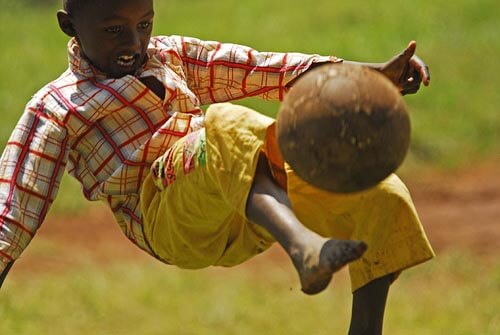 Playing football in Kenya