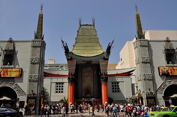 Outside the Grauman's Chinese Theater in Hollywood