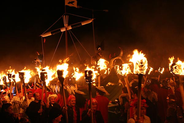 Fire procession of Vikings at Up Helly Aa!