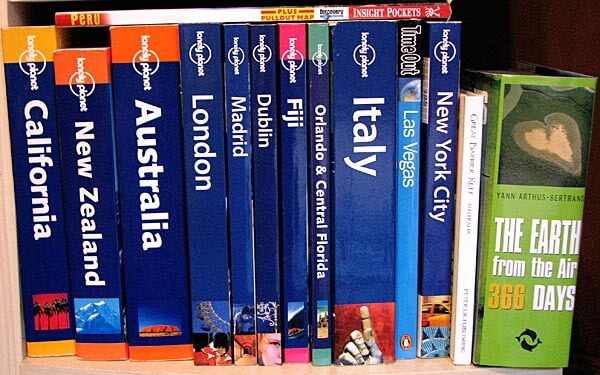 Row of travel books