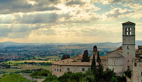 A sunset over Assisi, Italy