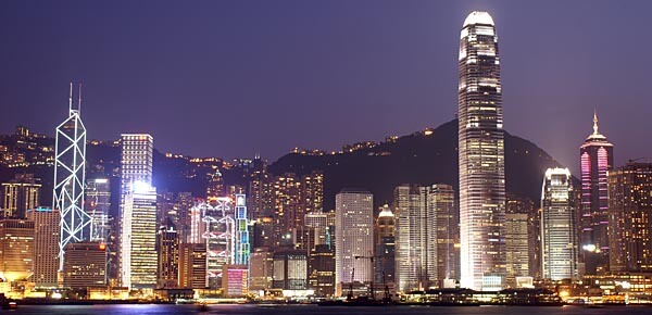 Hong Kong lit up by night