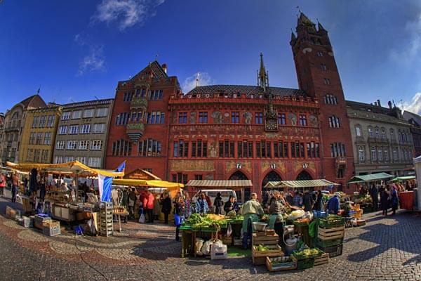 Market square and city hall in Basel