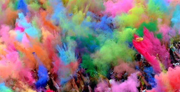 Throwing paint during Holi Festival
