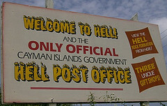 Sign for Hell's post office