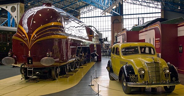 Duchess of Hamilton train and car at the National Railway Museum