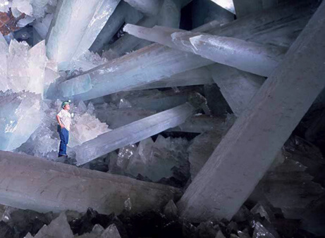 The crystal formations in Naica Mine