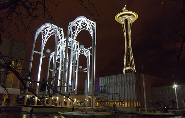 The Pacific Science Center at night