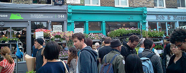 Stall on the Columbia Road Flower Market in London