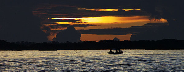 The Amazon River at sunset