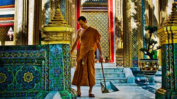 Monk in a buddhist temple, Bangkok