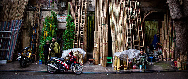 Vietname street scene with motorcycle