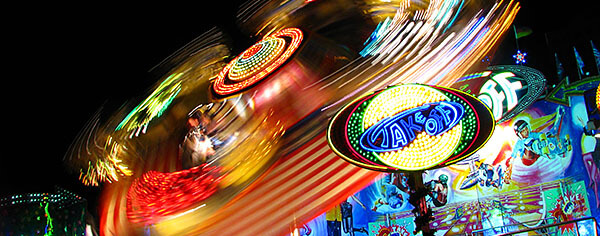 Fun fair ride at night