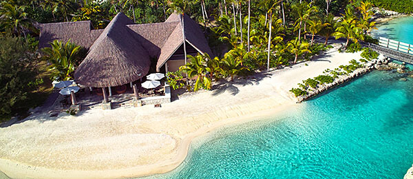 Beach side resort in Bora Bora