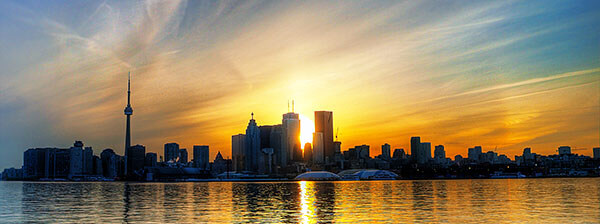 Toronto skyline at sunset