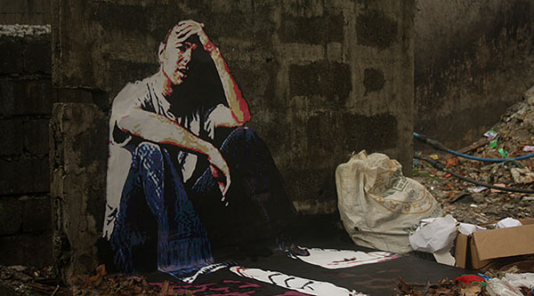 3D street art of Karl Pilkington in Manila