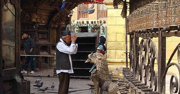 Prayer in a Nepal temple