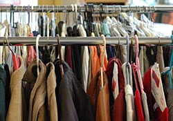 Clothing rack in a thrift store