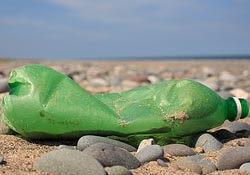 Plastic bottle trash on beach