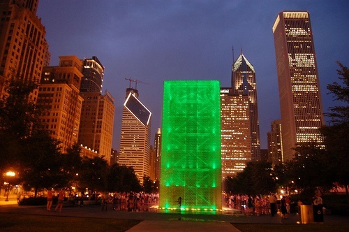 Millennium Park in Chicago at night