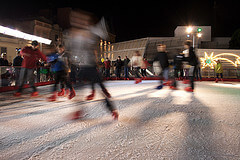 Ice skating at night