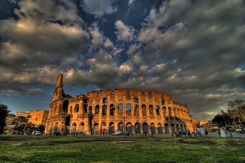 The Colosseum in Rome under a stormy sky - photo by skinnydiver on flickr