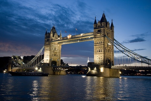 Early evening photo of Tower Bridge, London