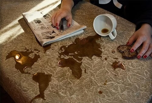 Photoshop of coffee as a map